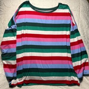 Women’s Joyspun Colorful Striped Long Sleeve Top 3X (22/24)
